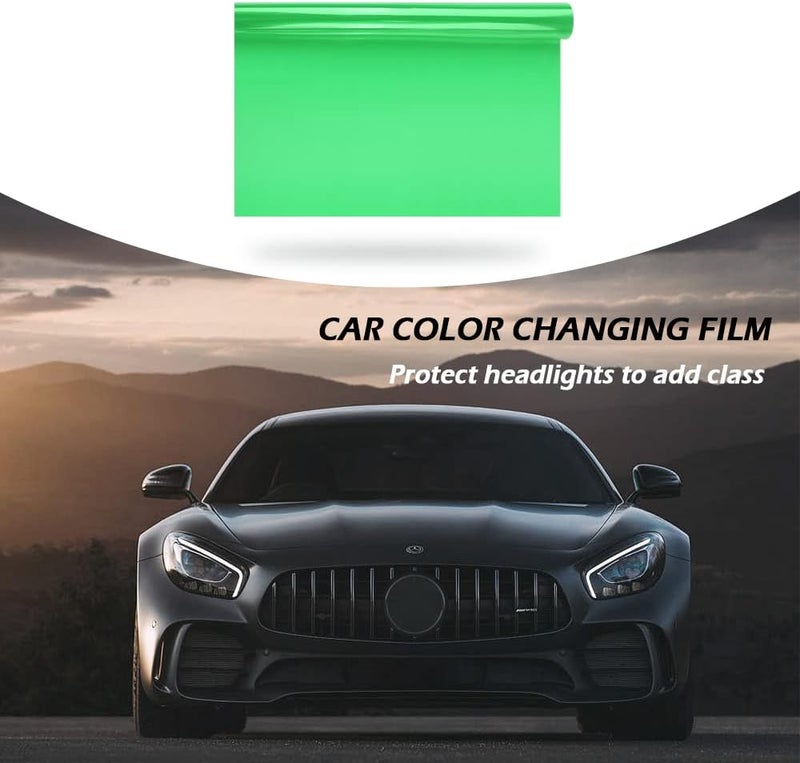 wedfish 12 X 48inch Car Light Tint Film, Cuttable&Stretchability Car Headlight Taillight Fog Light Vivid Vinyl Wrap Protector,Non-Marking Self-Adhesive Decals Car Decor (Green) - Image 4